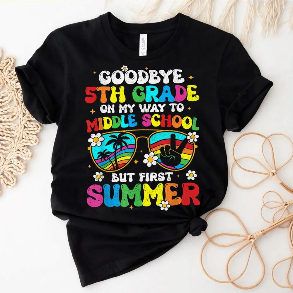 Goodbye 5th Grade Graduation To Middle School Hello Summer T-Shirt
