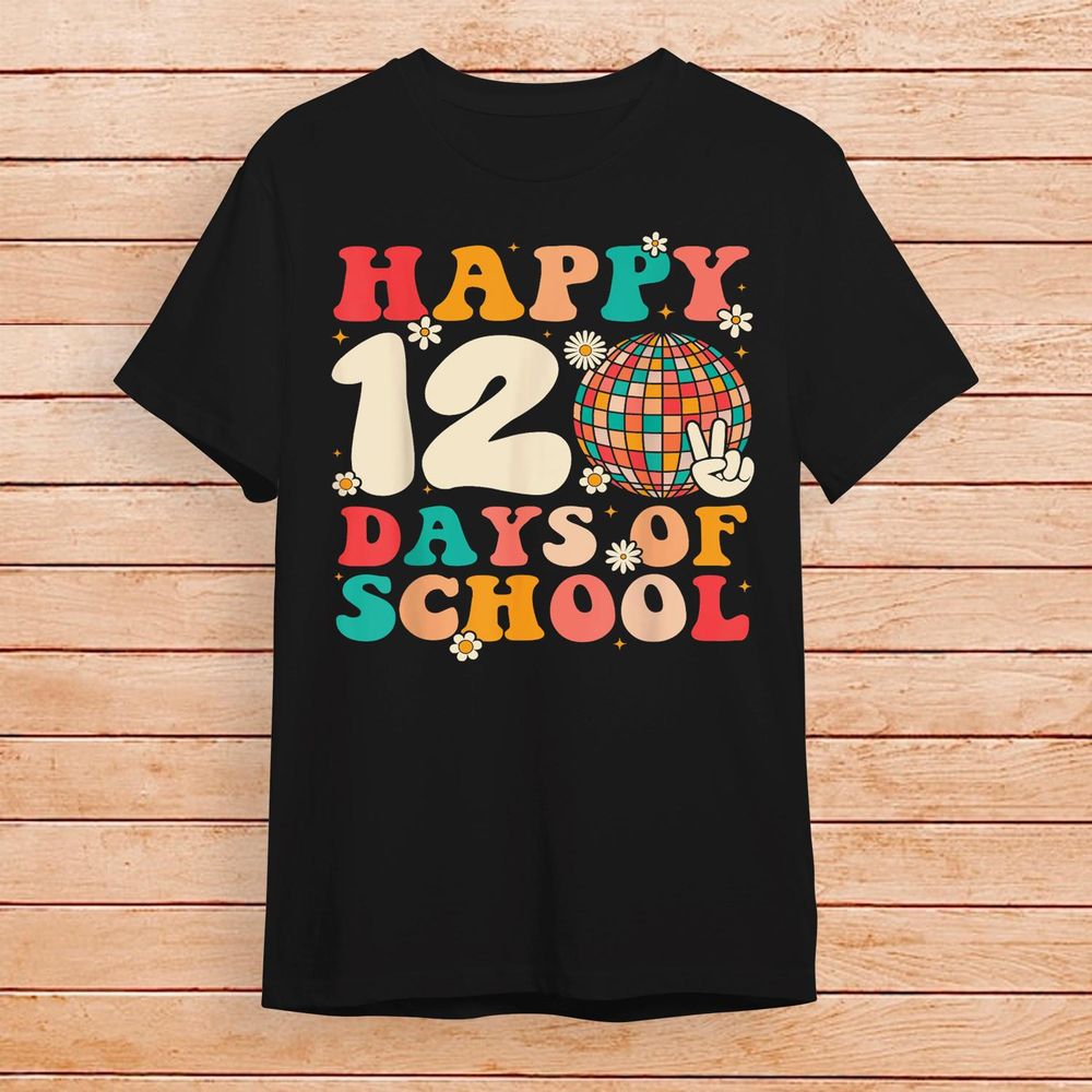 120th Day Of School Groovy 120 Days Smarter Teacher Student Shirt Unisex Standard T-Shirt black s