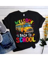 Men Women Welcome Back To School Bus Driver Adults Shirt Unisex Standard T-Shirt black s